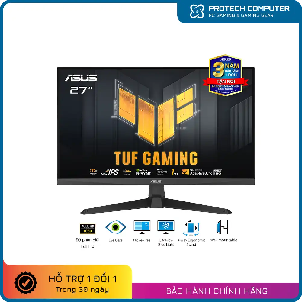Màn Hình Gaming ASUS TUF VG279Q3A  ( 27 inch, FHD, 180HZ, FREESYNC, 1MS GTG )